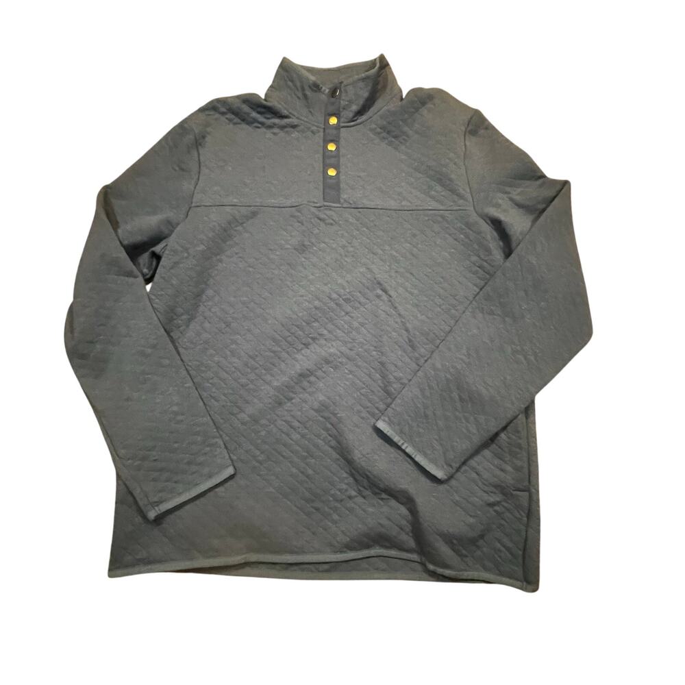 Sonoma Quilted Pullover Quarter Snap Neck Sweatshirt Sweater Blue Textured Men L